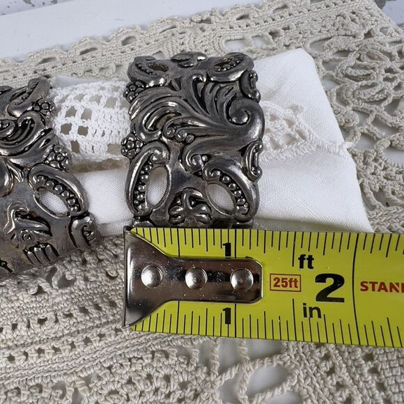 Godinger Silver Art Co Baroque Rococo LTD Set Of 4 Napkin Rings GSA Holders - Picture 10 of 11